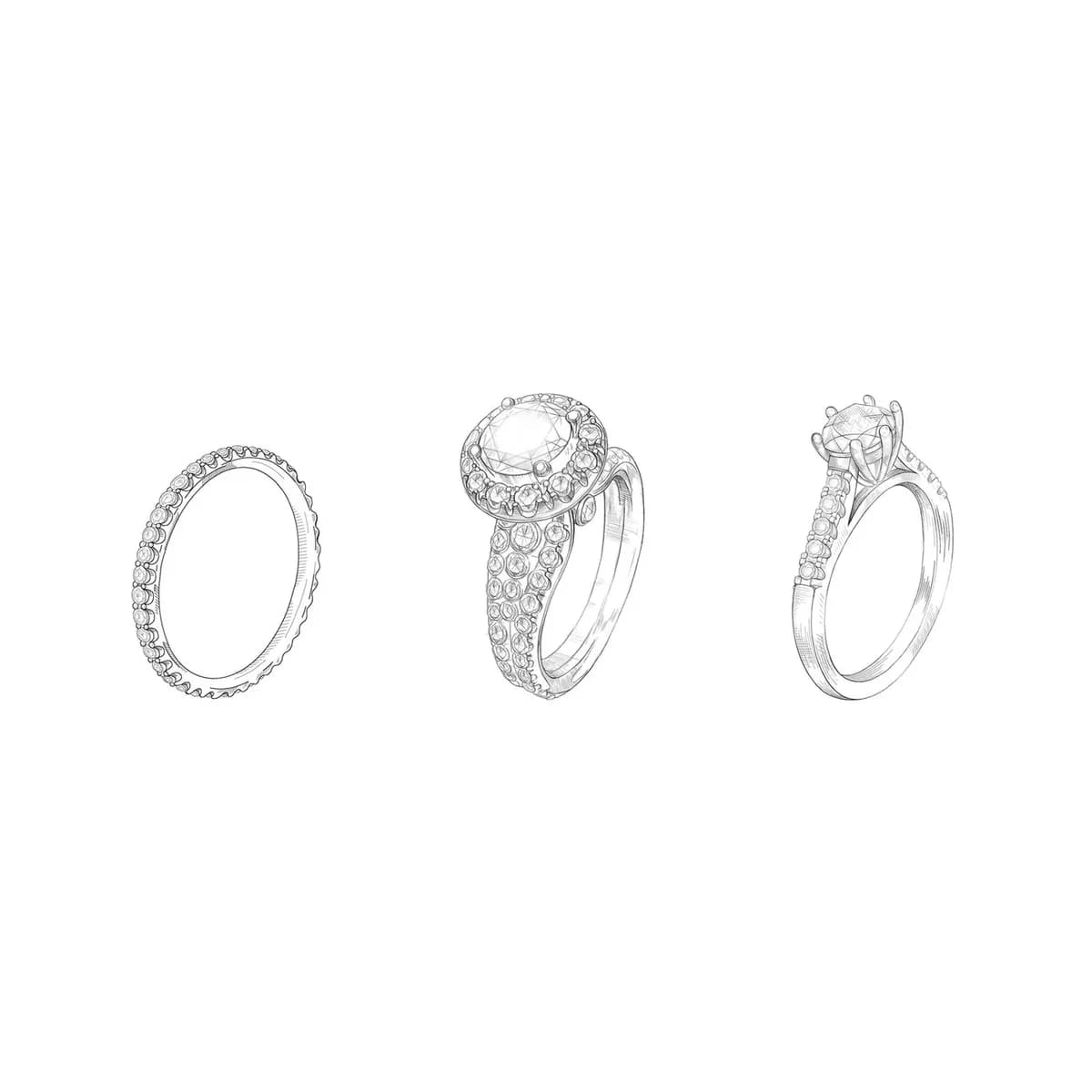 Ring design sketches from JY-Jewellery’s design stage.